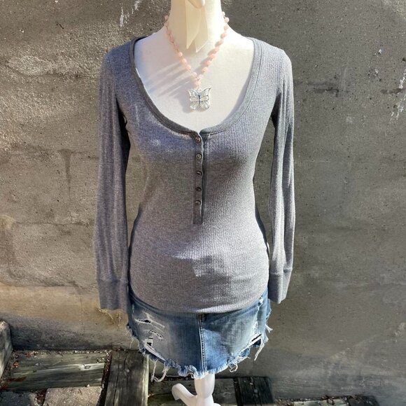 Victoria's Secret Tops - Sparkly Grey Victoria’s Secret Henley Top